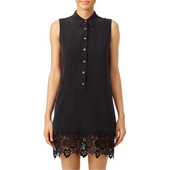 Equipment Dresses Lucida Equipment Black Silk Floral Lace Button Up